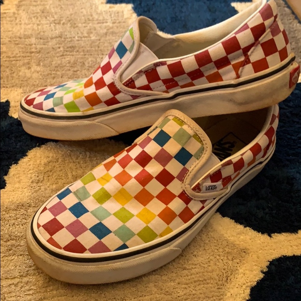 Rainbow checkered Vans.